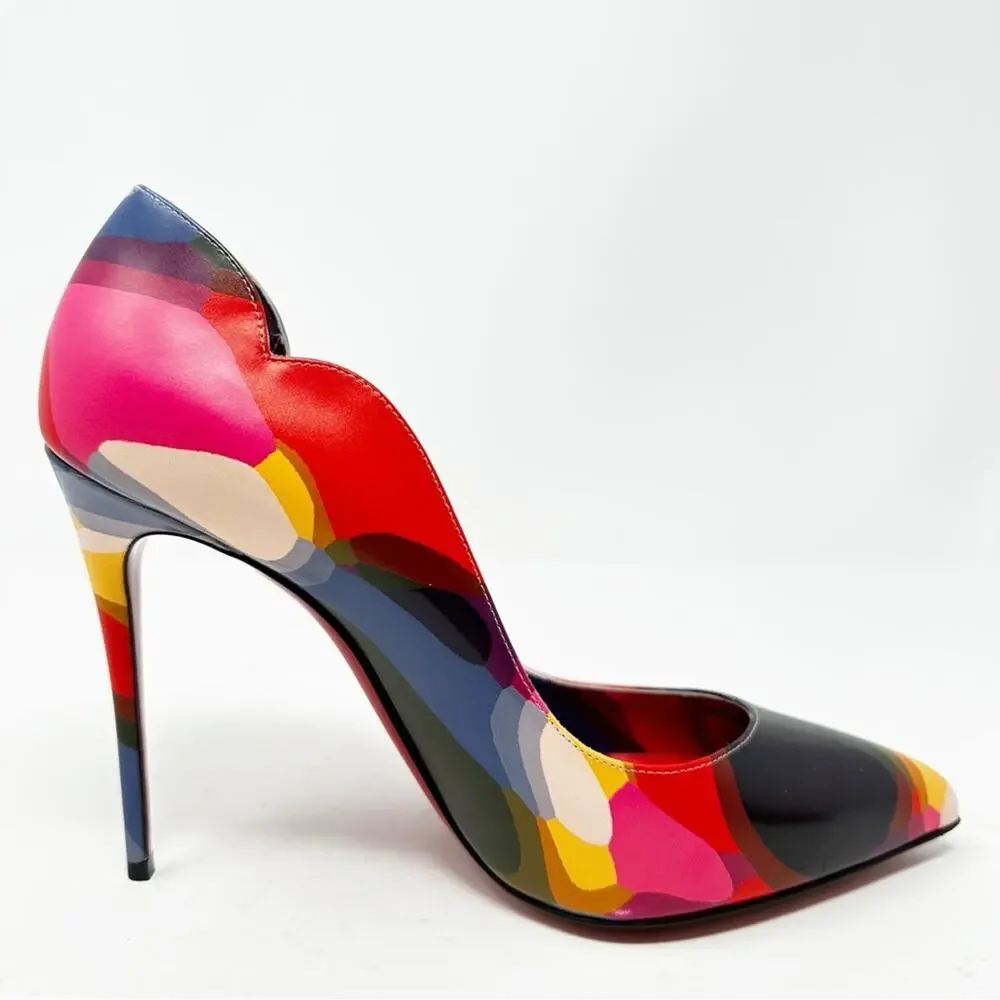 Christian Louboutin Hot Chick 100 Multi Print Leather Heels Womens Size EU 39